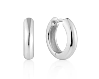 Sterling Silver Huggie Hoop Earrings, Classic Minimalist Design