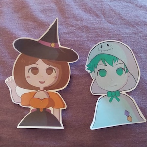 Bnha/Mha Halloween | Boku no hero academia | Uraraka Ochako | Izuku Midoriya | Adesivos fofos de bruxa