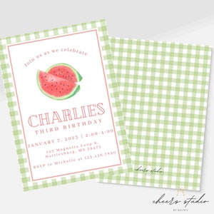 Melon Birthday Invite, Watermelon Invitation Template, Printable Invite, Editable Invitation, Birthday, Cocomelon