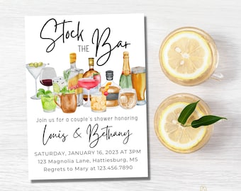 Stock the Bar Bridal Shower, Couples Shower Invite, Stock the Bar Invitation Template, Printable Invite, Editable Invitation, Bridal Shower