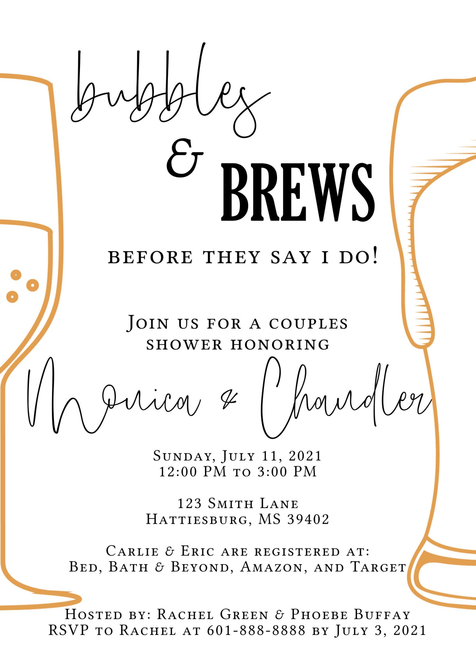 Bubbles and Brews Bridal Shower Invitation Template Bridal Etsy