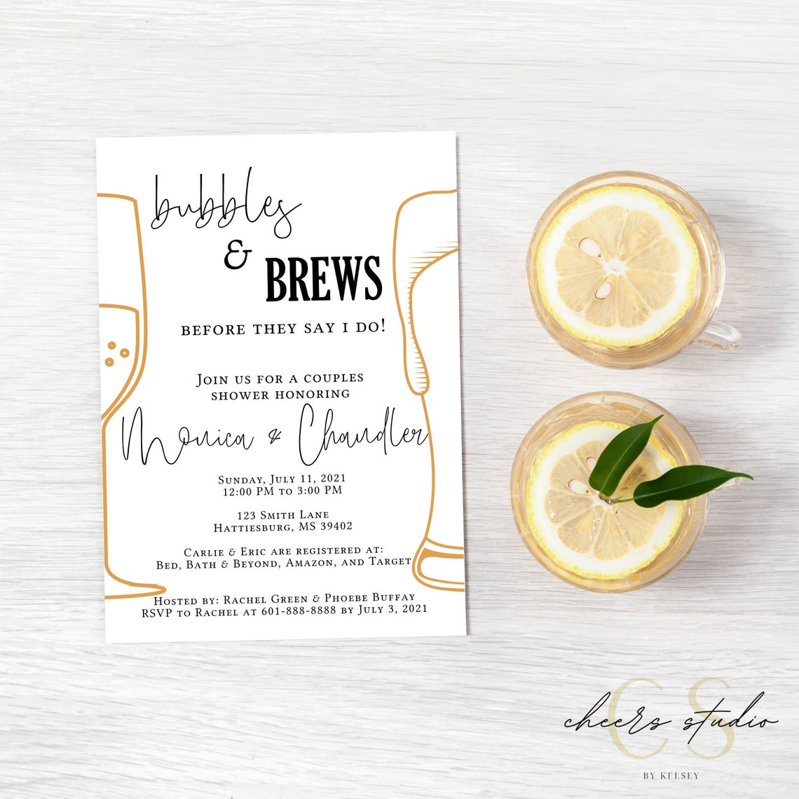 Bubbles and Brews Bridal Shower Invitation Template Bridal Etsy