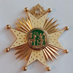 Reproducción de la insignia de banda teatral de la ORDEN BÁVARA DE SAN HUBERTO, 1444, descolorida
