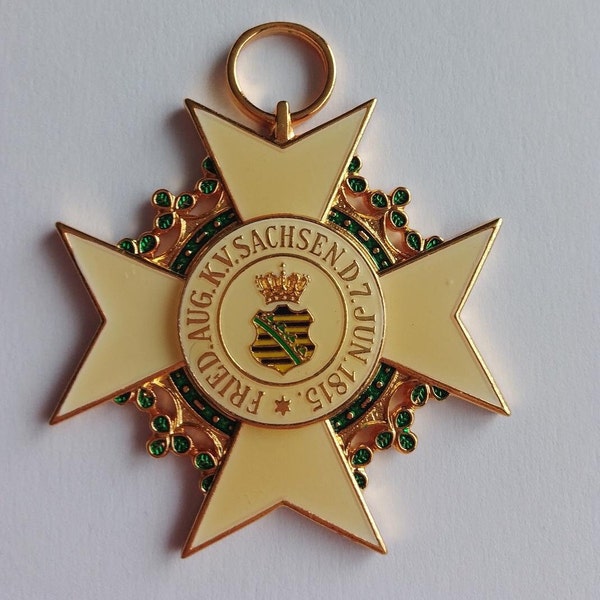 Theatrale Saksische Orde van VERDIENST Vintage MEDAILLE Royal Insignia 1815 - Aanzienlijk verkleurd