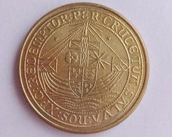 Réplica de la moneda del ÁNGEL MEDIEVAL INGLÉS del rey Eduardo 1465: algunas decoloraciones