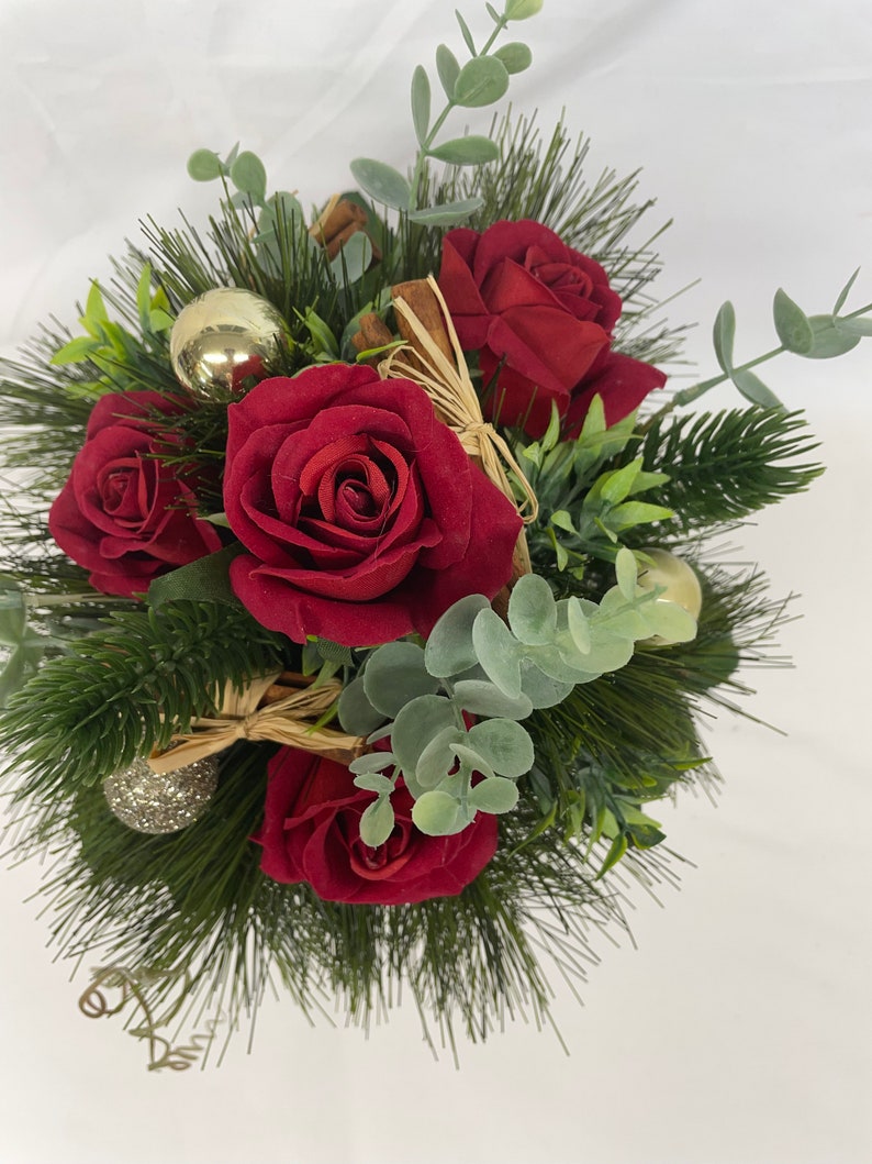 Artificial Christmas Flowers Red Silk Flower Arrangement Etsy UK