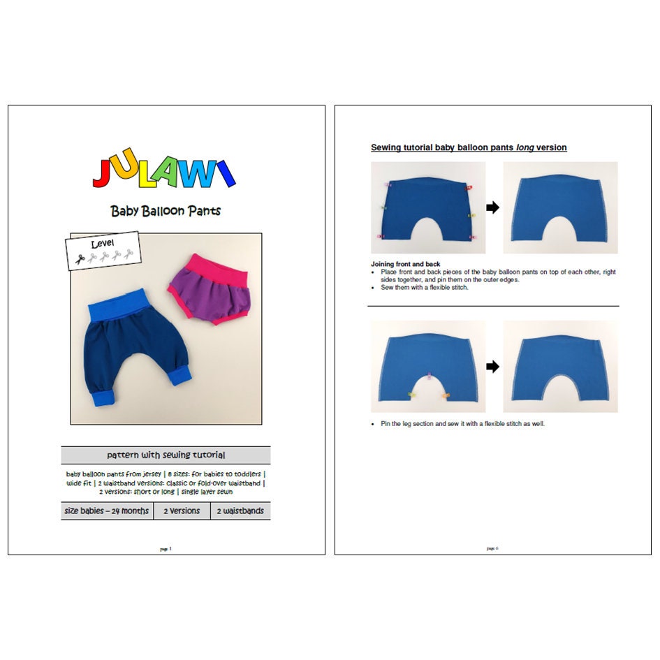 Baby Balloon Pants PDF Sewing Pattern JULAWI No.12 Etsy UK