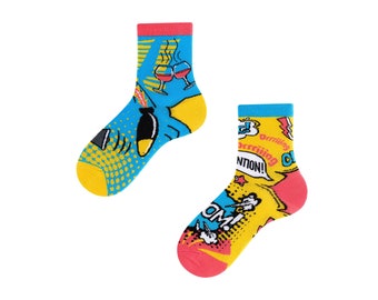 Bunte Comic Socken für Kinder| Witzige Socken für Kids| Socken die gute Laune machen| Socken für 2-9 jährige Kids| TODOSOCKS