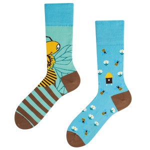 Bees socks | Bee Paradise Socks | Motif socks | blue socks | cute soclen | funny socks | cool socks | crazy socks | TODOSOCKS
