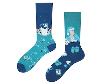 Funny socks for sleeping | Cuddly socks for the winter | Funny socks with a sleepyhead | Socks that put you in a good mood | gift for man