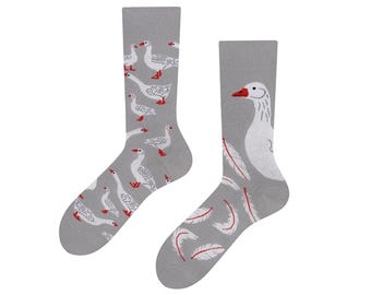 Beautiful Goose Design Socks, Goosebumps, Unequal socks, Cool socks