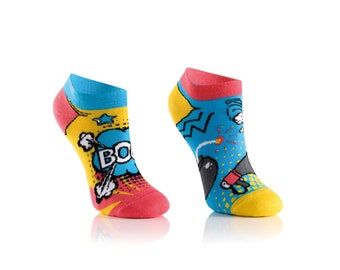 Kurze Socken für Kinder | Comic Socken | Witzige Socken für Kids | Sneaker Socken für Kids | Socken für 2-9 jährige Kinder | TODOSOCKS