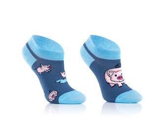 Witzige Schweinchen Sneaker Socken für Kinder | Kurze Socken für Kids mit Glücksschwein | Süßes geschenk für 2-9 Jährige | Lustige Socken