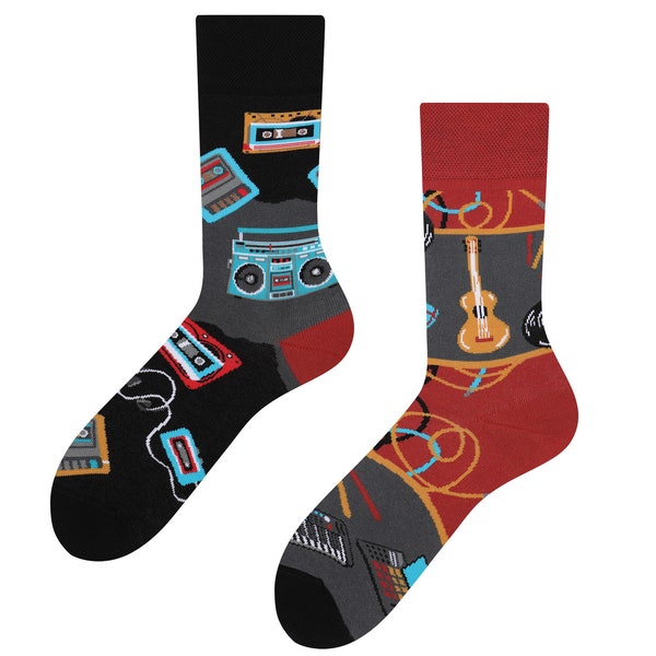 Retro muzieksokken | muziek sokken | Retro-design sokken | kleurrijke sokken | kleurrijke sokken | coole sokken | Cadeau voor muzikanten | TODOSOCKS