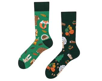 Süße Waldtiere Socken| Forest Animals Socken | Hase und Fuchs Socken | coole Soclen | Geschenk für Freundin | Waldtiere | TODOSOCKS