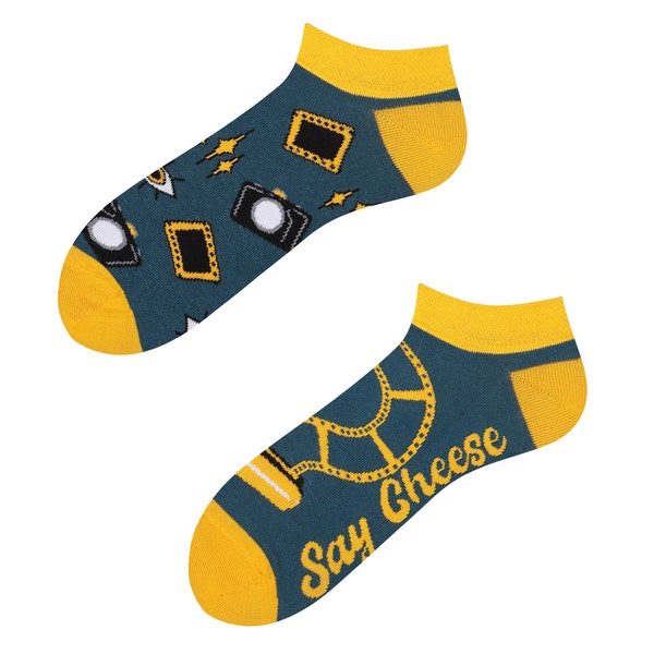 Photographer Sneaker Socks | Gift for amateur photographer | camera subject | cool socks | SAY CHEESE socks | crazy socks | TODOSOCKS