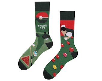 Snooker Socks | Snooker Gift | Gift for Billiard Players | Great Snooker Gift | Snooker 147 | Billiard Gift | Cool Socks