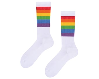 White tennis socks rainbow | Pride | LGBTQ | cool socks | CSD outfit | colorful socks | super soft | TODOSOCKS