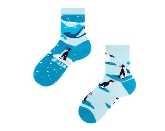 Lindos calcetines de pingüino para niños| lindos calcetines para niños con un adorable pingüino| vestido fresco niños | Calcetines de animales | calcetines geniales para niños | TODOSOCKS