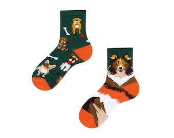 Cute socks for kids with dog motif | lassie socks | border collie socks for kids| colorful socks for kids| socks for toddler| socks for teen