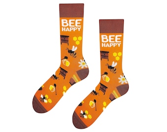 Bee Happy Socks | Bee socks | cool socks | Funny Bee Socks | crazy socks | Gift for beekeepers | colorful socks | TODOSOCKS