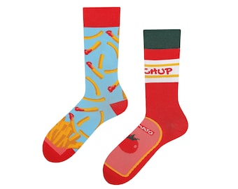 Funny French Fries Socks | Humorous Gift Socks | French fries socks | Funny socks | Colorful socks | Fries with ketchup | TODOSOCKS