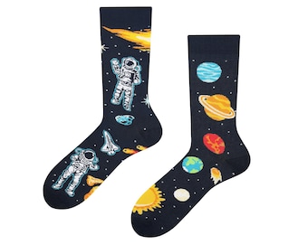 Cool space socks | Gift for little and big cosmonauts | Gift for Dad | Colorful socks | Moon and stars | Astronaut | TODOSOCKS