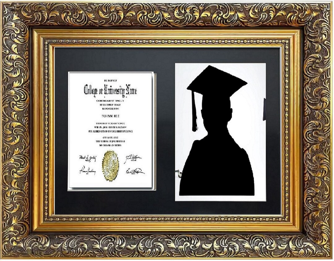 Graduation Black Mount Double Photo Frame for 1 A4 Certificate and 8X10 ...