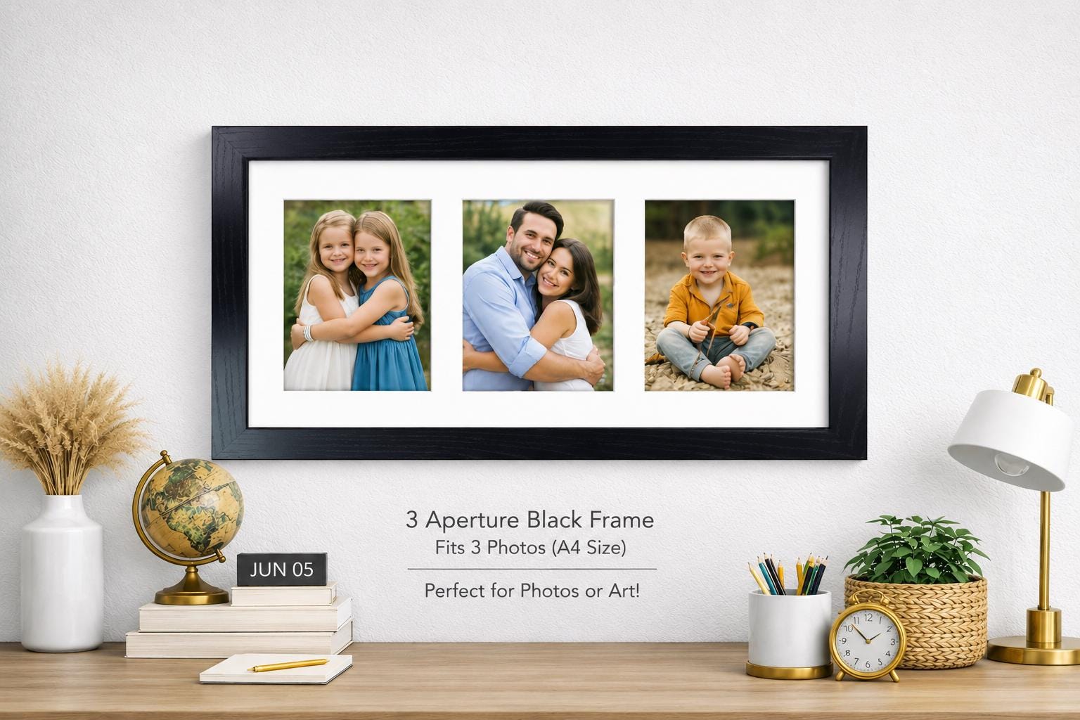 Black Multi Aperture Photo Frame: 3 A4 Pictures, Wall Hanging - Etsy