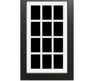 Multi Aperture Photo collage Picture Frame | Holds 12 - 6" x 4" Photos in a 30mm Black Veneer Frame