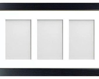 Multi Aperture Photo Picture Frame | Holds 3 - 4" x 6" Photos in a 30mm Black Veneer Frame