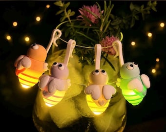 Aperol Lillet Deko Glühwürmchen Glasanhänger Mini Irmchen mit Licht | Geschenk Sommerparty Mädelsabend JGA | 3D Druck Weinglas Markierer