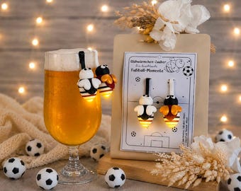 Fußball EM WM Deko Glühwürmchen Glasanhänger Mini Irmchen mit Licht | Deutschland Fanartikel Gastgeschenk Public Viewing | 3D Druck PLA