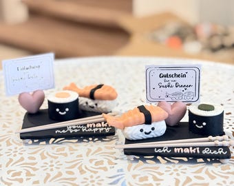 Sushi Gutschein Set Ich maki dich | Originelle Einladung zum Sushi Date | Geschenkidee für Sushi Liebhaber | 3D Druck Deko Fräulein Lottie