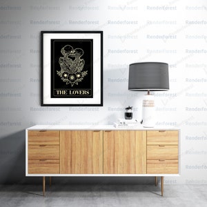 The Lovers Tarot card wall print, DIGITAL DOWNLOAD