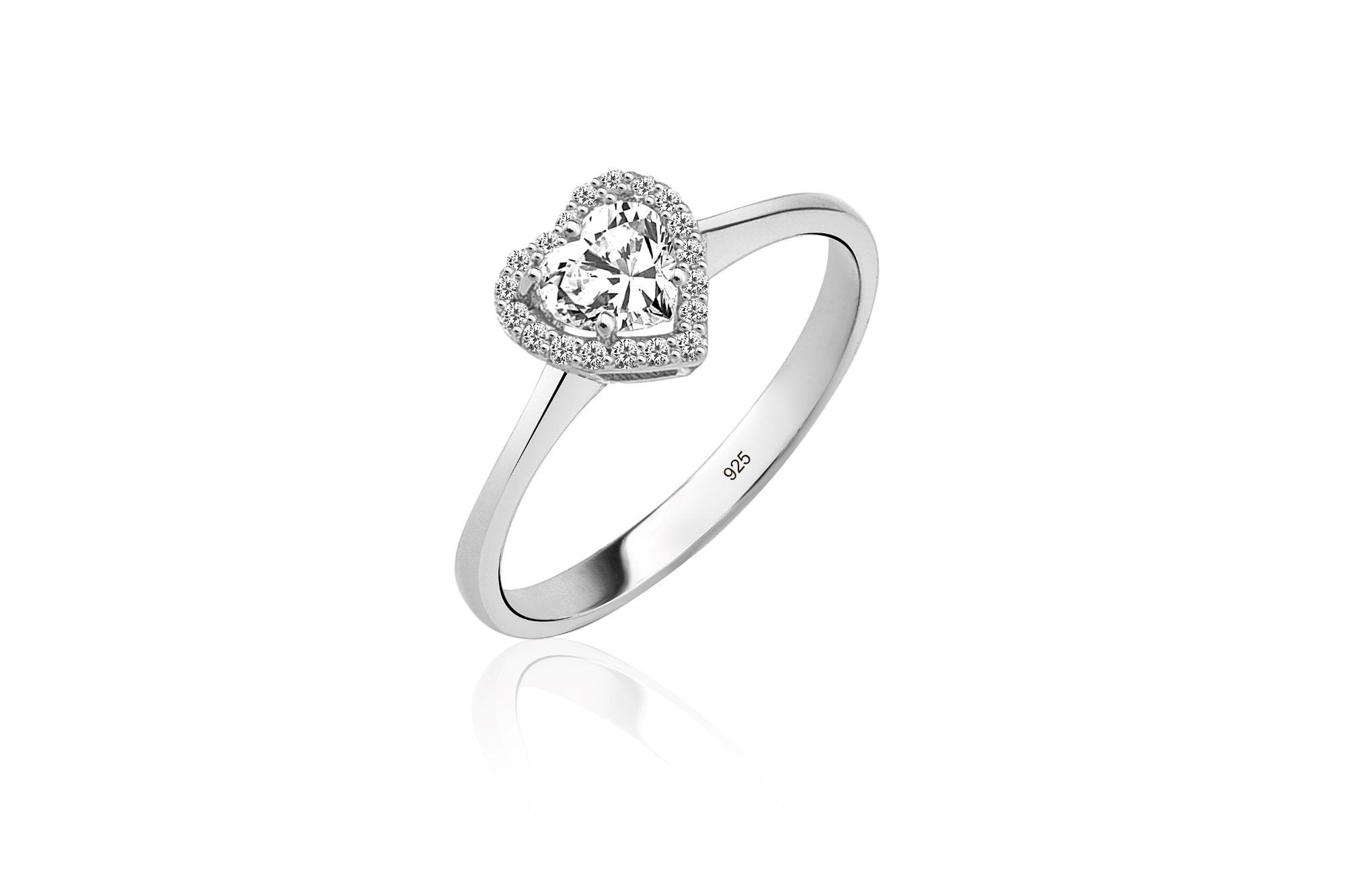 Dainty Engagement Ring Heart Cut Engagement Ring Etsy