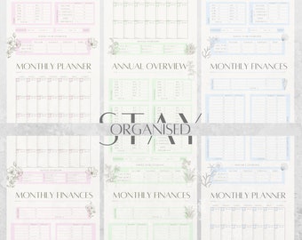Pastel Coloured Finance Planners (Weekly, Fortnightly, Monthly & Annual) DIGITAL and Printable