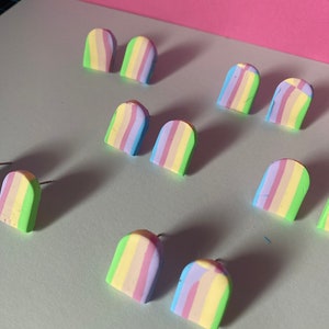 Pastel Rainbow Striped Arch stud earrings
