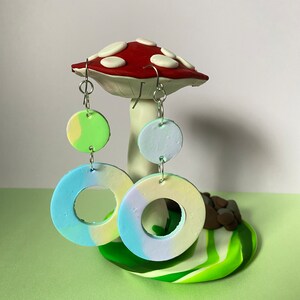 Pastel Rainbow Swirl Hoop Dangle earrings