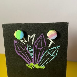Pastel Rainbow Stripes tiny stud earrings