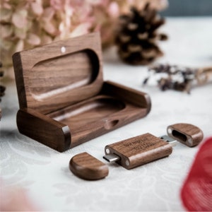 Ovaler USB-Stick aus Holz mit Box | 4 GB – 128 GB USB-C | 2.0 3.0 | Graviert | Ovales Holz | Individualisierbare Box | Benutzerdefinierter USB-Stick | Speicherstick