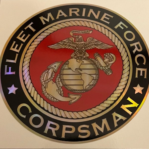 Fleet Marine Force Corpsman Holographic Vinyl Sticker