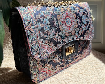 Türkische Tasche, Mini-Kroko-Effekt-Umhängetasche in Gold, Kettengurttasche, lässige Umhängetasche für Frauen Boho Geldbörse, Damen Crossbody, handgemachte Tasche