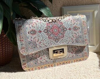Mini croc effect crossbody bag in Gold,Turkish bag,Chain strap bag,Casual Shoulder Bag for Women Boho Purse,Women's Crossbody ,Handmade bag
