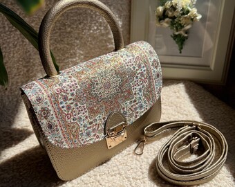 Mini croc effect crossbody bag in Gold,Turkish bag,Chain strap bag,Casual Shoulder Bag for Women Boho Purse,Women's Crossbody ,Handmade bag