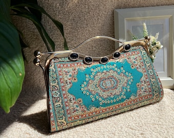 Blue Kilim design,Boho clutch bag, Turkish kilim bags, carpet bags, woman bags, shoulder bags, Tapestry Bags, Beach Bags, Bohemian Bags