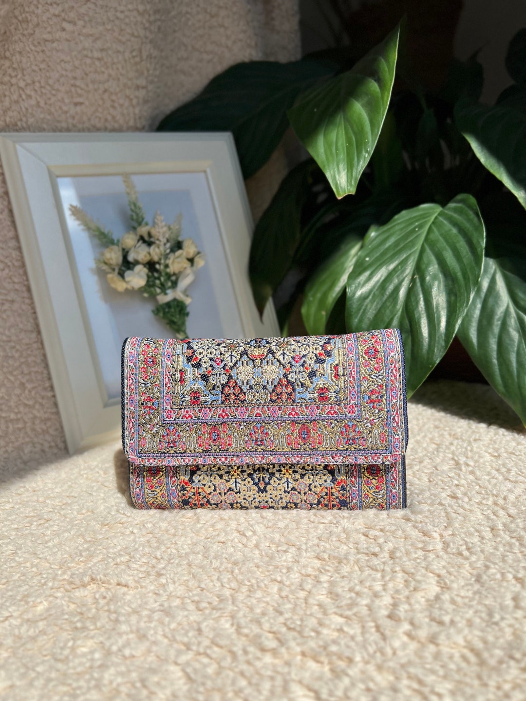 Boho Wallet, Turkish Fabric Shiny Womens Wallet, Handmade Wallet