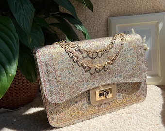 Mini croc effect crossbody bag in Gold,Turkish bag,Chain strap bag,Casual Shoulder Bag for Women Boho Purse,Women's Crossbody ,Handmade bag