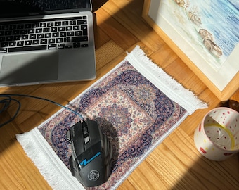 Turkish Carpet Style Mouse Pad,Miniature Rug Mouse Pad, Home Office Desk Accessories,  Gift for Coworker, Teacher Gift,  Dollhouse Miniature