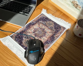 Turkish Carpet Style Mouse Pad,Miniature Rug Mouse Pad, Home Office Desk Accessories,  Gift for Coworker, Teacher Gift,  Dollhouse Miniature